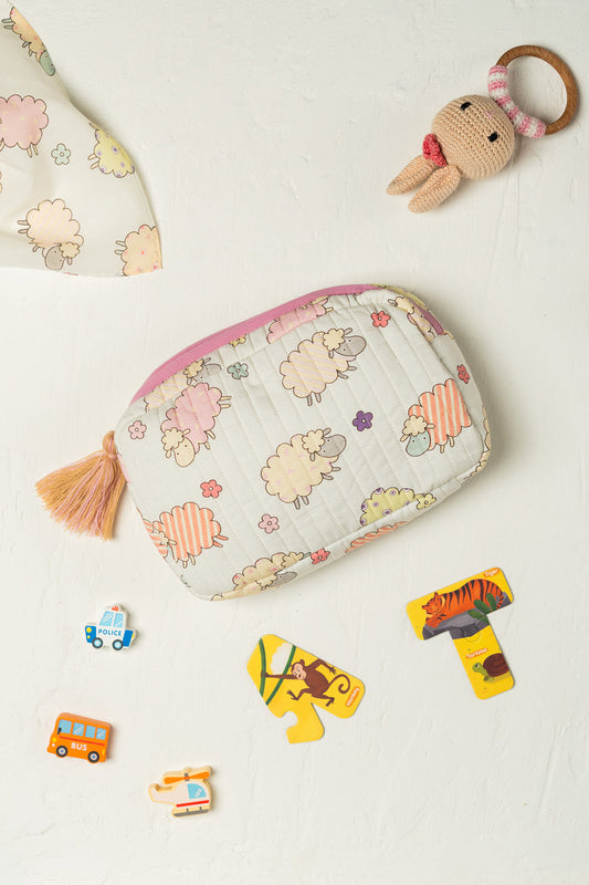 Baa-Baa Black Sheep Rectangle Quilted Pouch
