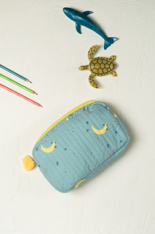 Star and Moon Rectangle Quilted Pouch
