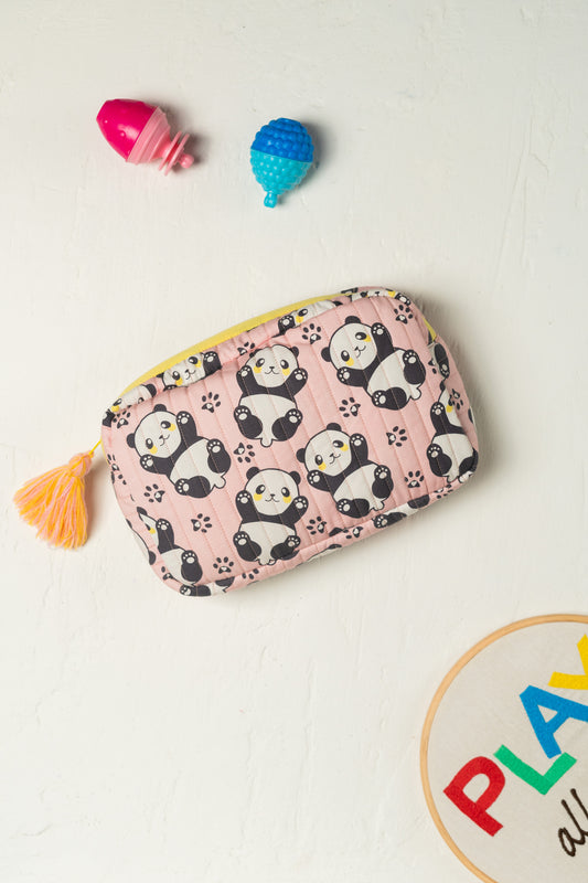 Paw Some Panda Rectangle Quilted Pouch