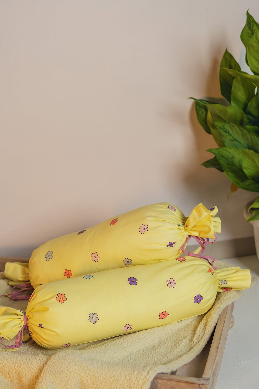 Flower  Bolster Cover With Insert